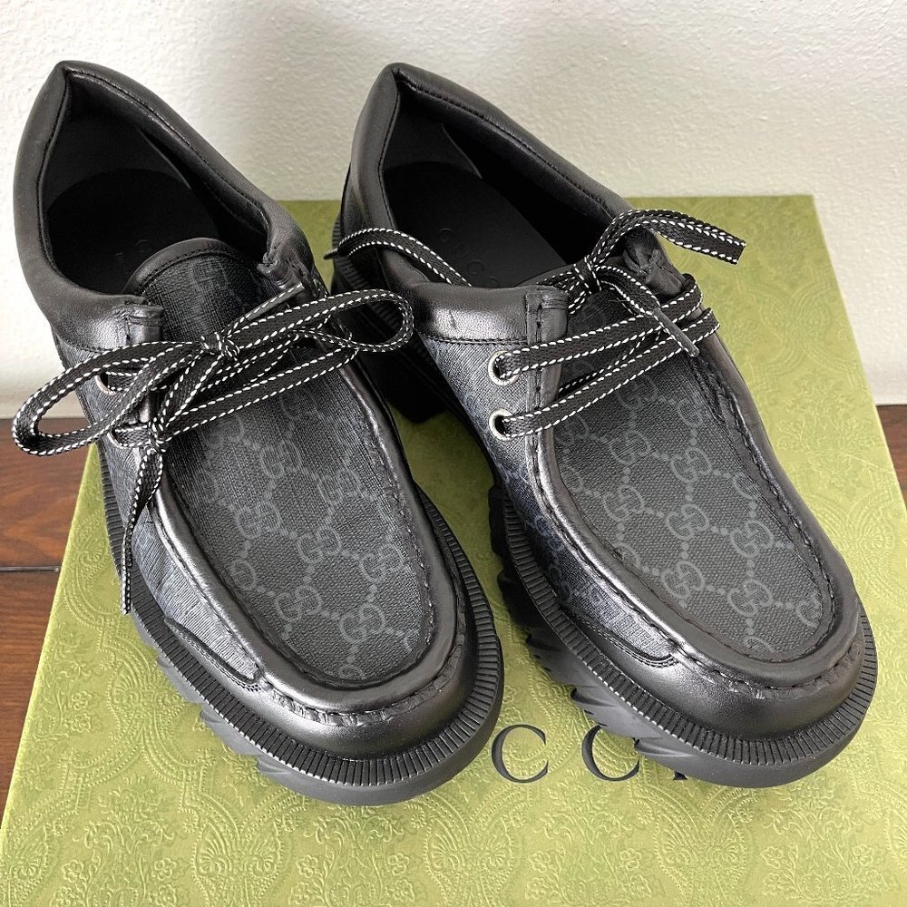 Gucci 674367 Men's Black Maxi‎ GG Supreme Lace-up Shoe, Gucci sz. 7